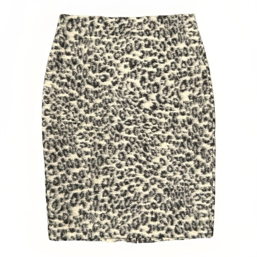 Ann Taylor Wool Pencil Skirt Leopard Animal Print Women's Size 4 Career Work